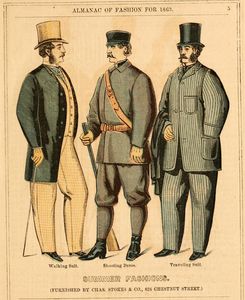 Вырезка из Альманаха моды для джентльменов, 1863 - летние фасоны